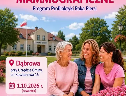 Bezpłatna mammografia w Dąbrowie – mammobus przed Urzędem Gminy