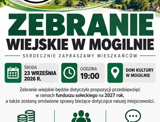 Mogilno: zebranie wiejskie o funduszu sołeckim na 2027 rok