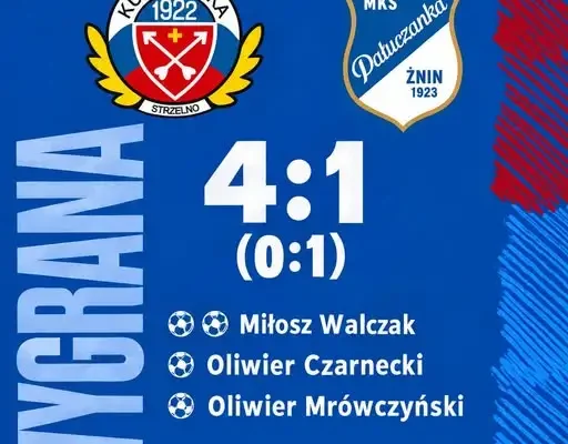 Juniorzy Kujawianki Strzelno wygrywają z Pałuczanką Żnin 4:1