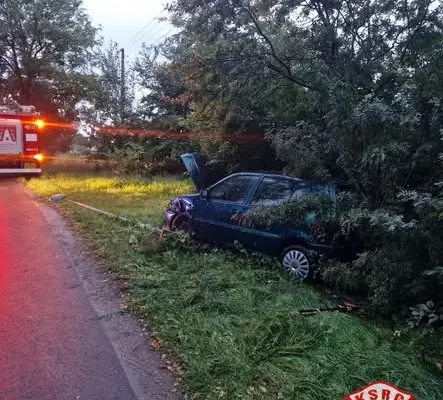 Sucharzewo: samochód osobowy uderzył w latarnię drogową