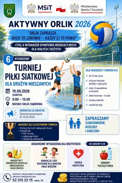 Siatkarskie emocje w Dąbrowie – turniej, zdrowe przekąski i wspólny doping dla reprezentacji