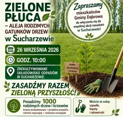 Sucharzew zazieleni się dzięki akcji nasadzeń – gmina Dąbrowa sadzi 1000 drzew i krzewów
