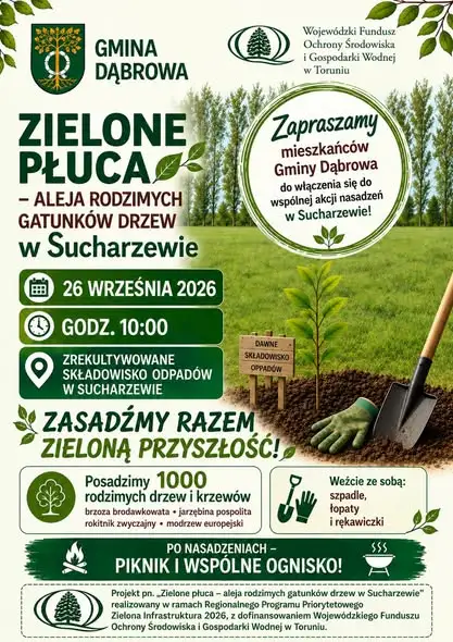 Sucharzew zazieleni się dzięki akcji nasadzeń – gmina Dąbrowa sadzi 1000 drzew i krzewów