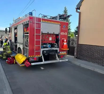Interwencja służb ratunkowych na ulicy Spichrzowej w Strzelnie