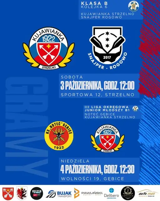 Kujawianka Strzelno zagra u siebie ze Snajperem Rogowo. Juniorzy młodsi jadą do Gębic