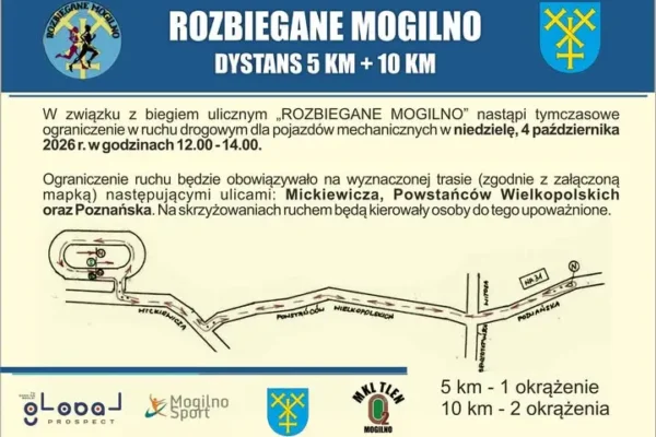 Bieg „ROZBIEGANE MOGILNO” – utrudnienia w ruchu 4 października