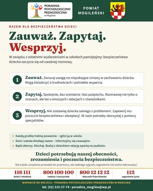 Poradnia w Mogilnie apeluje: bezpieczeństwo dzieci zaczyna się od rozmowy