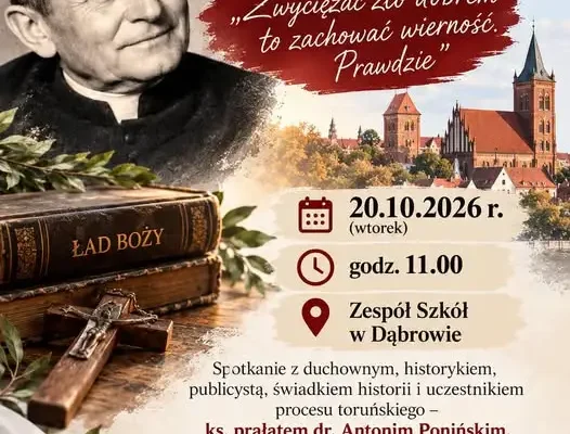 Spotkanie z ks. Antonim Ponińskim w Zespole Szkół w Dąbrowie