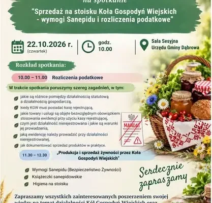 Szkolenia dla KGW: Sprzedaż na stoisku i rozliczenia podatkowe