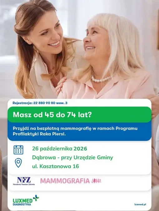 Październik miesiącem świadomości raka piersi – mammografia w Dąbrowie