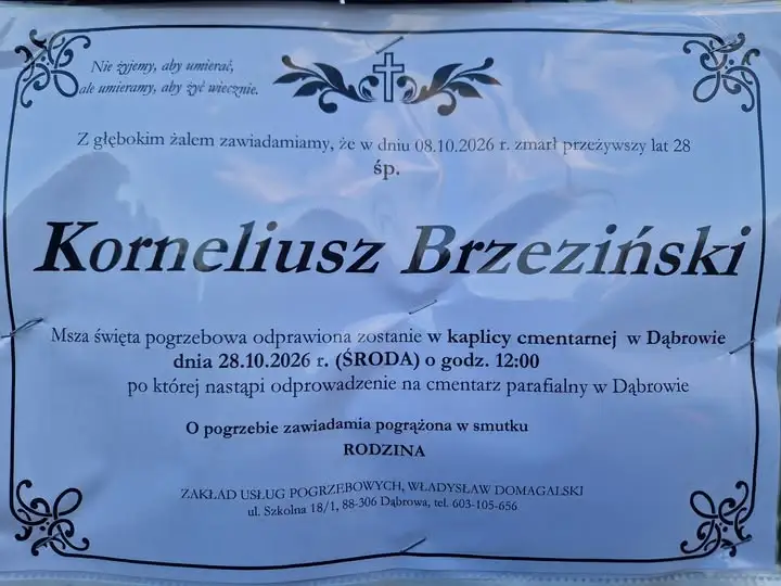 Pożegnanie śp. druha Korneliusza Brzezińskiego – zbiórka jednostek OSP w Dąbrowie