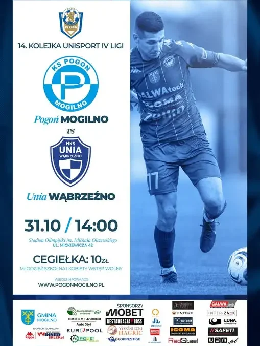 Pogon Mogilno zagra w sobotę z Unią Wąbrzeźno na własnym stadionie